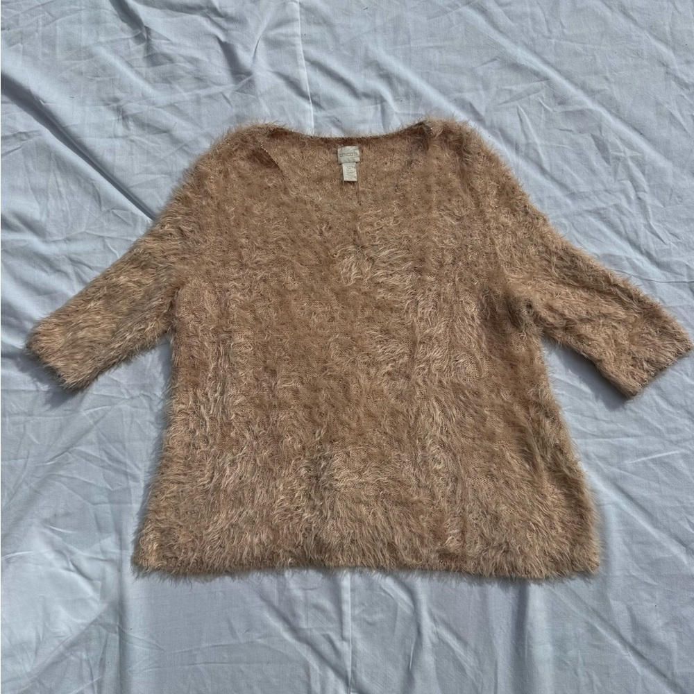 Chico's Soft Tan Fuzzy Sweater